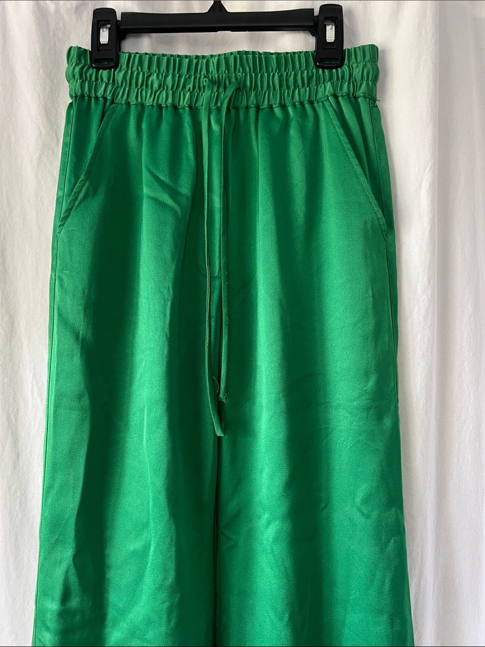 H&M Emerald Green Wide Leg Satin Pants